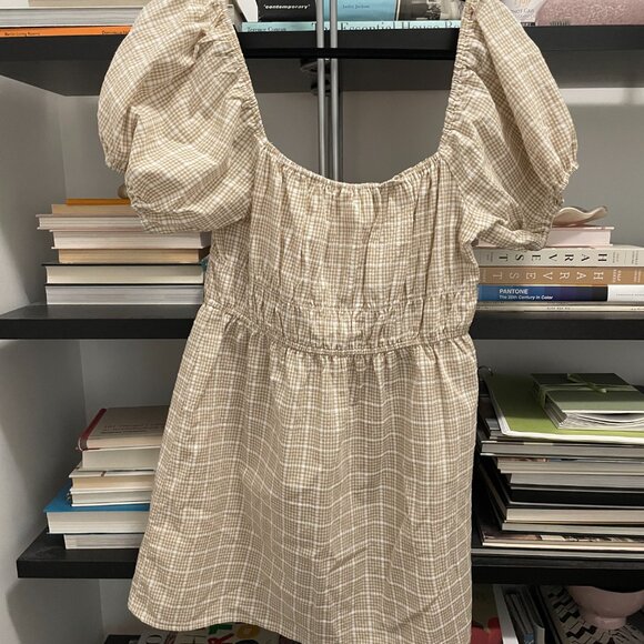 gingham puff sleeve dress - Picture 3 of 4